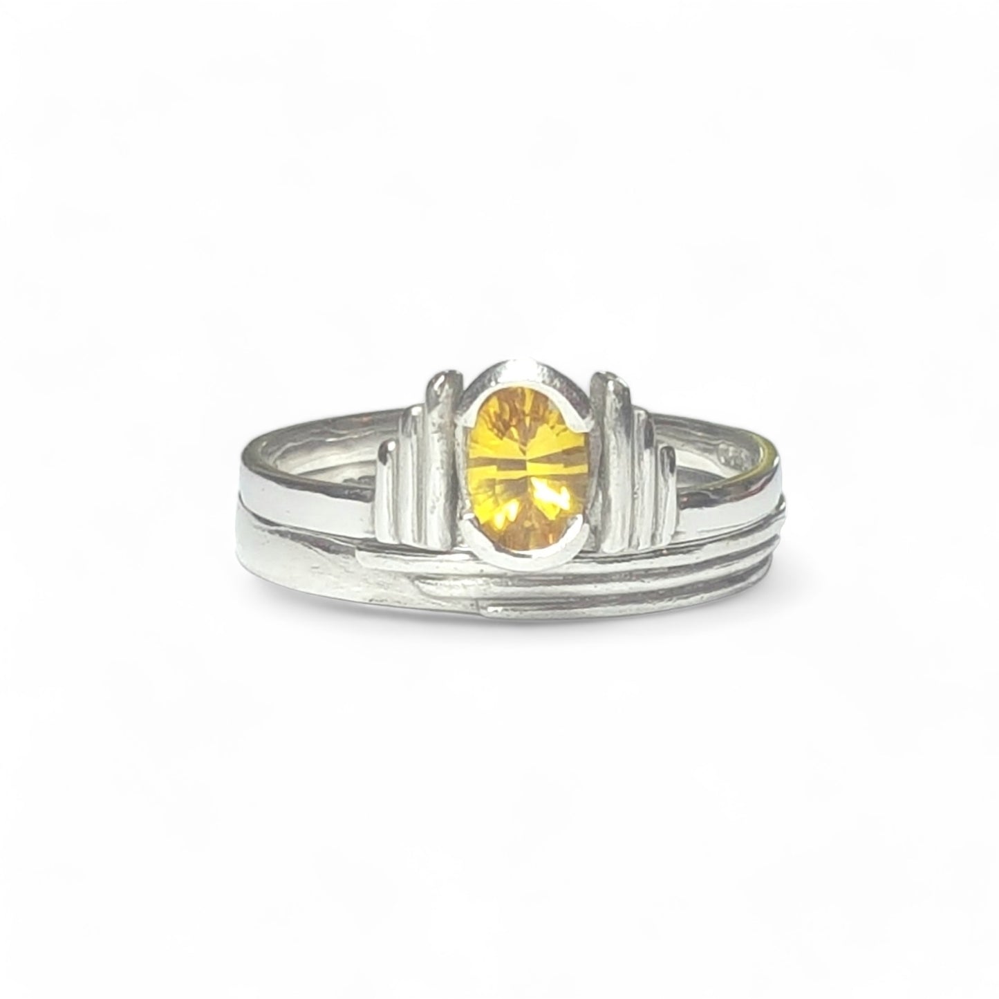 Art Deco Solitaire Ring - set with a yellow sapphire