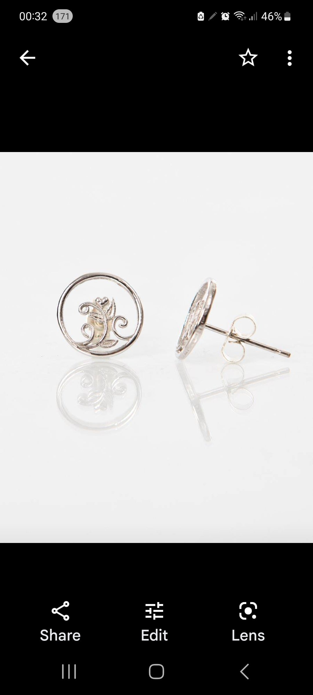 Botanical -Willow Studs earrings 9ct Gold